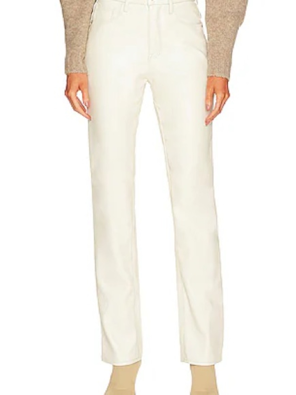 Good American Straight-Leg vegan leather size 0 25 Women's Jeans in Cream